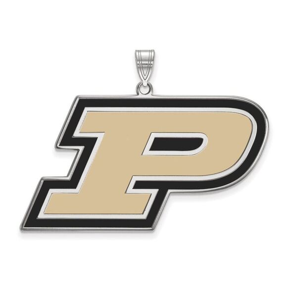Sterling Silver Purdue XL Enamel 'P' Pendant